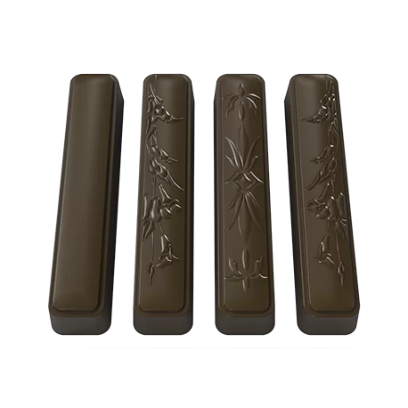 Polycarbonate Oblong Flower Design Chocolate Snack Bar Mold - 110mm x 22mm x 18mm - 43gr - 5x2 Cavity - 275x175x25mm - Pastry Chef's Boutique