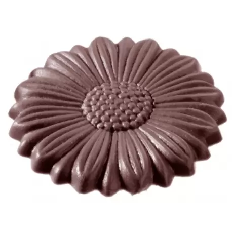 Chocolate World CW1395 Polycarbonate Sunflower Caraque Chocolate Mold - 43mm x 43 mm x 5mm - 7gr - 10 cavity Modern Shaped Molds Chocolate World CW1395 Polycarbonate Sunflower Caraque Chocolate Mold - 43mm x 43 mm x 5mm - 7gr - 10 cavity Modern Shaped Molds