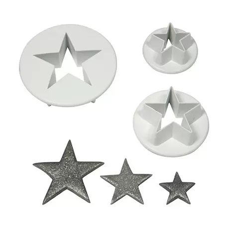 PME SA701 PME Star Cutter Assorted Sizes - Set of 3 - 18mm - 25mm - 35mm Fondant Cutters & Plungers PME SA701 PME Star Cutter Assorted Sizes - Set of 3 - 18mm - 25mm - 35mm Fondant Cutters & Plungers