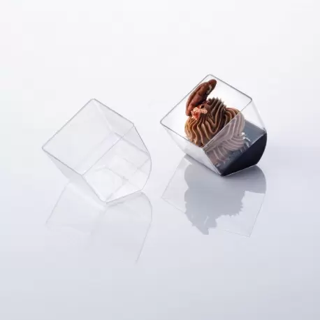 Clear Cubed CUBO Plastic Verrine Cups - 50mm x 50mm x h 55mm - 58ml cap - 100 pcs Clear Cubed CUBO Plastic Verrine Cups - 50mm x 50mm x h 55mm - 58ml cap - 100 pcs