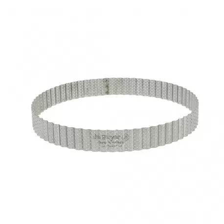 De Buyer 3030.20 De Buyer Stainless Steel Perforated Fluted Tart Ring - Round Ø 8'' - 1 3/8'' High Round Tart Ring De Buyer 3030.20 De Buyer Stainless Steel Perforated Fluted Tart Ring - Round Ø 8'' - 1 3/8'' High Round Tart Ring