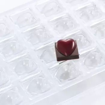 Martellato MA1062 Professional Polycarbonate VIP Heart Beat Praline Mold by Massimo Carnio - 30mm x 30mm x h 17.5mm - 24cavit...