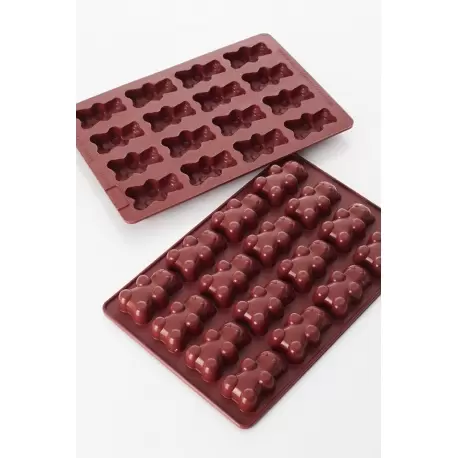 SILMAE Professional Silicone Pastry Mold - Little Bears - 59x35x18 mm - 16 cavity - 21ml - Mae
