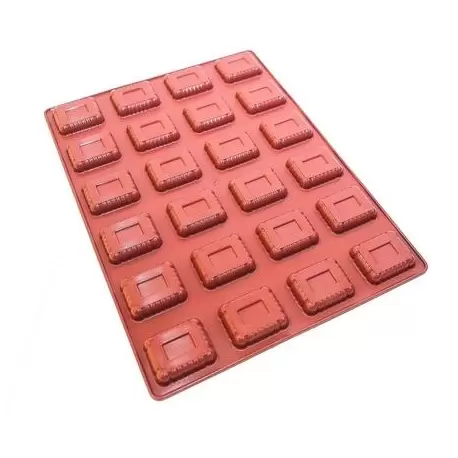 SILMAE Professional Silicone Pastry Mold - Mini Petit Beurre - 52x42x12 mm - 24 cavity - 22ml - Mae