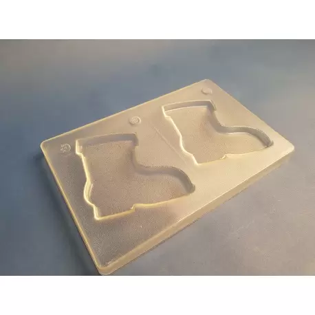 Hans Brunner HB-9156-PC Thermoformed Polycarbonate Chocolate Tablet Mold - Boot - 116 x 113 x 10 mm - 100 gr - 2 cavities - 7... Hans Brunner HB-9156-PC Thermoformed Polycarbonate Chocolate Tablet Mold - Boot - 116 x 113 x 10 mm - 100 gr - 2 cavities - 7...