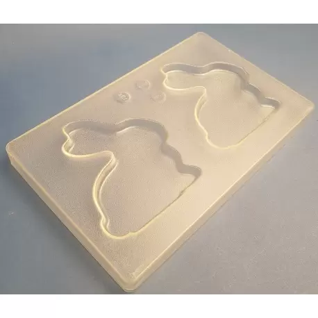 Hans Brunner HB-9121-PC Thermoformed Polycarbonate Chocolate Tablet Mold - Sitting Rabbit - 130 x 111 x 10 mm - 100 gr - 2 ca... Hans Brunner HB-9121-PC Thermoformed Polycarbonate Chocolate Tablet Mold - Sitting Rabbit - 130 x 111 x 10 mm - 100 gr - 2 ca...