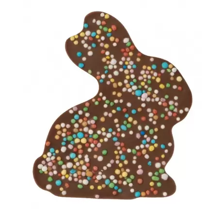 Thermoformed Polycarbonate Chocolate Tablet Mold - Flat Sitting Rabbit - 66 x 56 x 10 mm - 25 gr - 8 cavities - 275x175x24 mm