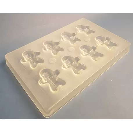 Hans Brunner HB-9177-PC Thermoformed Polycarbonate Chocolate Gingerbread Mold - Flat Gingerbread Man - 60 x 49 x 13 mm - 20 g... Hans Brunner HB-9177-PC Thermoformed Polycarbonate Chocolate Gingerbread Mold - Flat Gingerbread Man - 60 x 49 x 13 mm - 20 g...