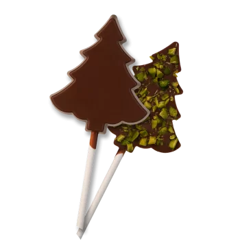 Thermoformed Polycarbonate Chocolate Lollipop Mold - Lolly Christmas Tree - 71 x 60 x 11 mm - 25 gr - 4 cavities