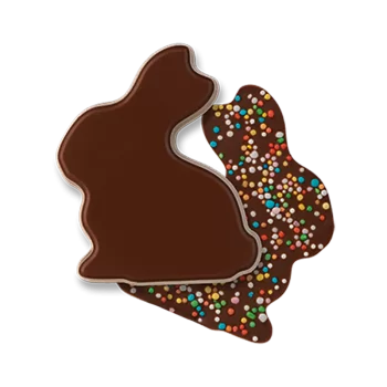 Thermoformed Polycarbonate Chocolate Tablet Mold - Flat Sitting Rabbit - 66 x 56 x 10 mm - 25 gr - 8 cavities - 275x175x24 mm