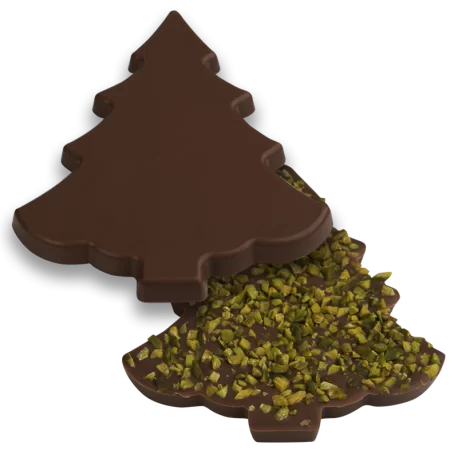 Thermoformed Polycarbonate Chocolate Tablet Mold - Christmas Tree - 146 x 120 x 10 mm - 100 grs - 2 cavities - 275 x 175 x 24 mm - Hans Brunner