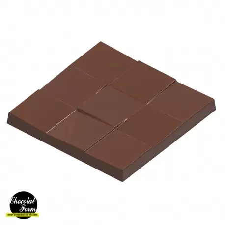Polycarbonate Slanted Tiles Chocolate Tablet Mold - 74.5mm x 74.5mm x 6.5mm - 3 cavity - 43gr Polycarbonate Slanted Tiles Chocolate Tablet Mold - 74.5mm x 74.5mm x 6.5mm - 3 cavity - 43gr