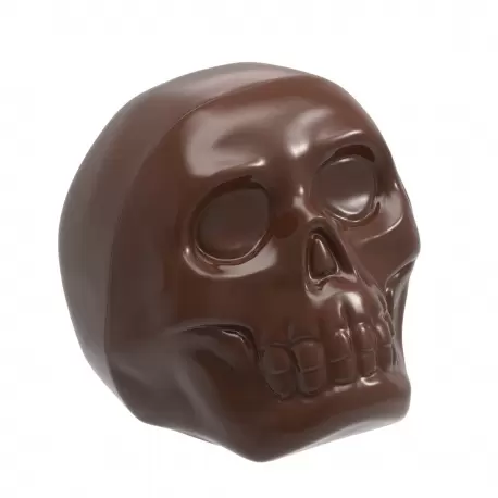 Polycarbonate 3D Skull Head Chocolate Mold - Double Mold - 56.5mm x 55mm x h 70mm - 2 x 3 cavity layout - 140gr - Chocolate World
