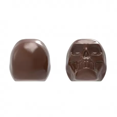 Polycarbonate 3D Skull Head Chocolate Mold - Double Mold - 56.5mm x 55mm x h 70mm - 2 x 3 cavity layout - 140gr - Chocolate World