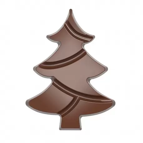 Polycarbonate Chocolate Break Apart Christmas Tree Tablet Mold - 97mm x 72.5mm x h 10mm - 1 x 4 cavity layout - 36.5 gr - Chocolate World