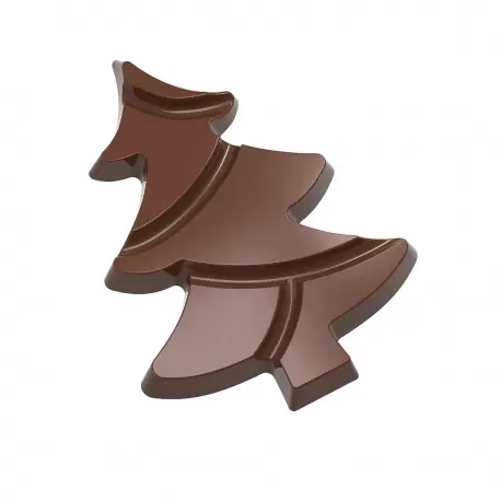Polycarbonate Chocolate Break Apart Christmas Tree Tablet Mold - 97mm x 72.5mm x h 10mm - 1 x 4 cavity layout - 36.5 gr - Chocolate World
