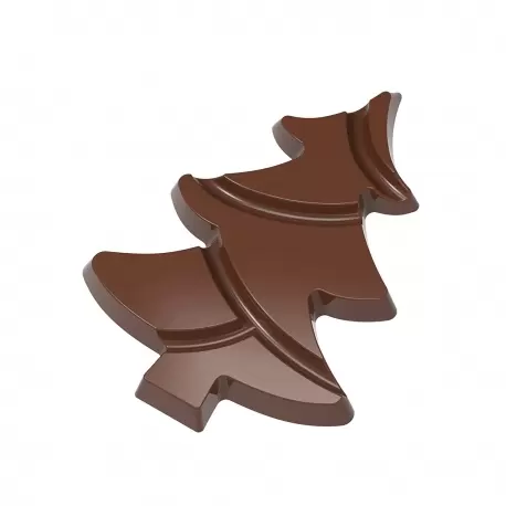Polycarbonate Chocolate Break Apart Christmas Tree Tablet Mold - 97mm x 72.5mm x h 10mm - 1 x 4 cavity layout - 36.5 gr - Chocolate World