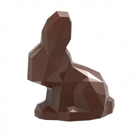 Chocolate World CW12102 Polycarbonate Sitting origami Rabbit Easter Bunny Chocolate Mold - 117.5mm x 96mm x h 32.5mm - 2 cavi... Chocolate World CW12102 Polycarbonate Sitting origami Rabbit Easter Bunny Chocolate Mold - 117.5mm x 96mm x h 32.5mm - 2 cavi...