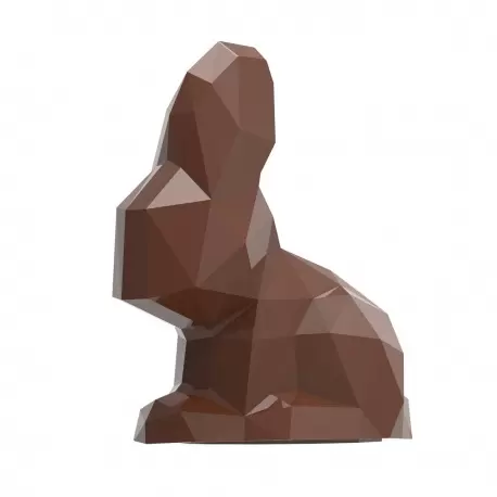 Chocolate World CW12102 Polycarbonate Sitting origami Rabbit Easter Bunny Chocolate Mold - 117.5mm x 96mm x h 32.5mm - 2 cavi... Chocolate World CW12102 Polycarbonate Sitting origami Rabbit Easter Bunny Chocolate Mold - 117.5mm x 96mm x h 32.5mm - 2 cavi...