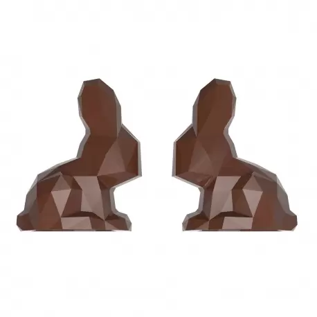 Chocolate World CW12102 Polycarbonate Sitting origami Rabbit Easter Bunny Chocolate Mold - 117.5mm x 96mm x h 32.5mm - 2 cavi... Chocolate World CW12102 Polycarbonate Sitting origami Rabbit Easter Bunny Chocolate Mold - 117.5mm x 96mm x h 32.5mm - 2 cavi...