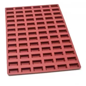 Mae 000289 SILMAE Professional Silicone Pastry Mold - Mini Financier - 48.8mm x 25.4mm x 14.6mm - 78 cavity - 15ml SILMAE Fle...
