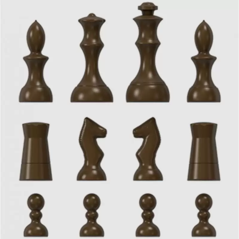 Polycarbonate Chess Set Chocolate Molds - 6 Figures - 275mm x 205mm x h 25mm - Pastry Chef's Boutique