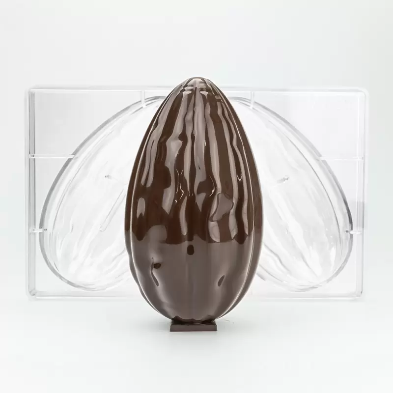 Polycarbonate Cabosse Chocolate Easter Egg Mold by Alberto Simionato - Cocoa - 2 Cavity - 93.5mm x h 165mm - 275gr Polycarbonate Cabosse Chocolate Easter Egg Mold by Alberto Simionato - Cocoa - 2 Cavity - 93.5mm x h 165mm - 275gr