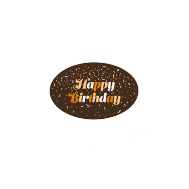 Belgian Chocolate Printed Decorations - Happy Birthday Confetti - Dark - 140pcs - Pastry Chef's Boutique