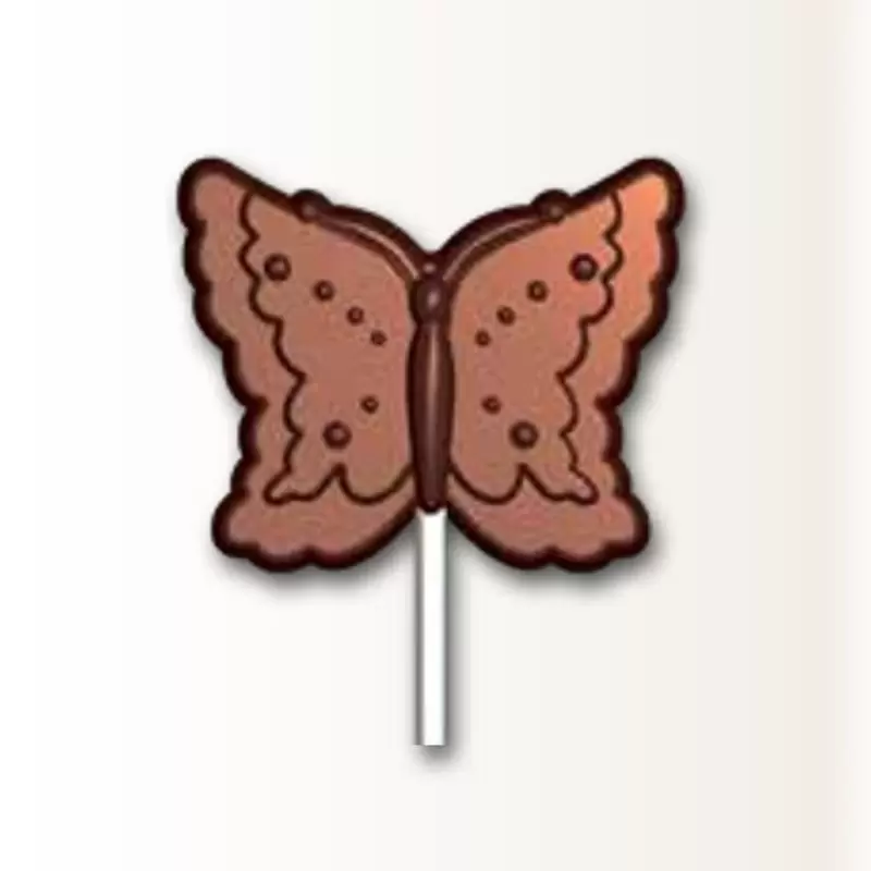 Polycarbonate Chocolate Butterfly Lollipop Mold - 66.7mm x 43.2mm - 6 cavity - 18gr Polycarbonate Chocolate Butterfly Lollipop Mold - 66.7mm x 43.2mm - 6 cavity - 18gr