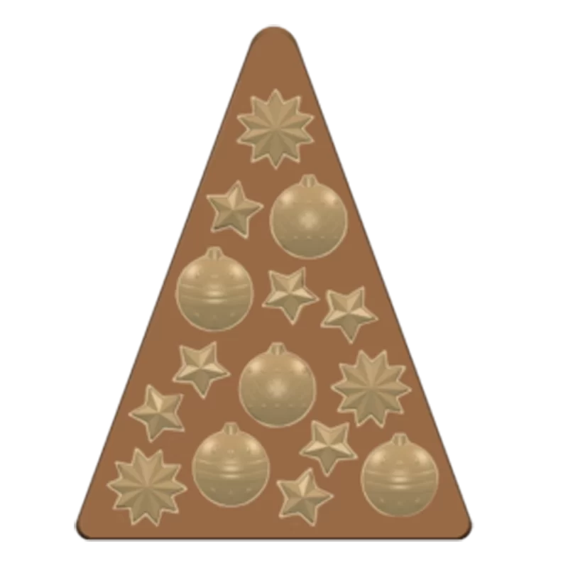 Polycarbonate Decorated Christmas Tree Chocolate Tablet Mold - Ø 30mm H 35mm - 24 cavity - 10gr Polycarbonate Decorated Christmas Tree Chocolate Tablet Mold - Ø 30mm H 35mm - 24 cavity - 10gr