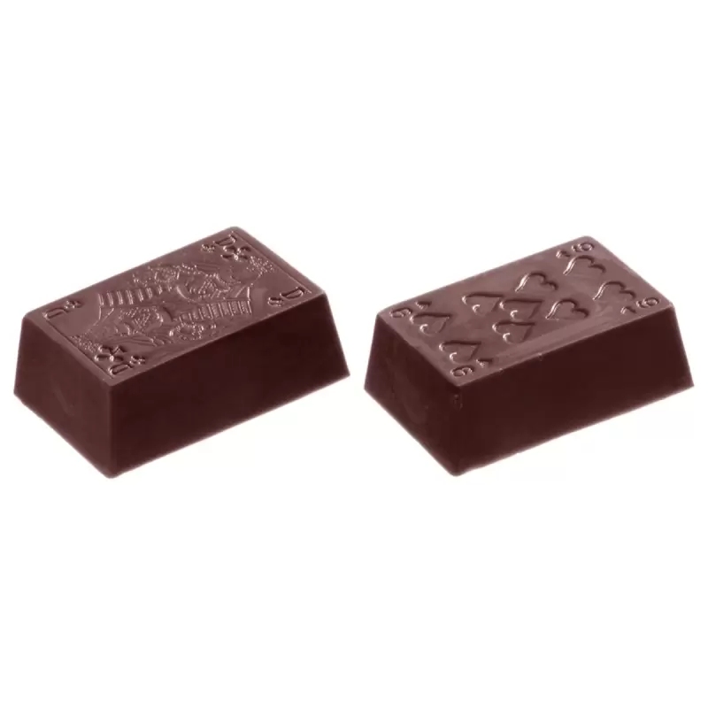 Polycarbonate Playing Cards Part 2 Chocolate Mold - 18 different Figures - 39mm x 25mm x h 13mm - 15gr Polycarbonate Playing Cards Part 2 Chocolate Mold - 18 different Figures - 39mm x 25mm x h 13mm - 15gr