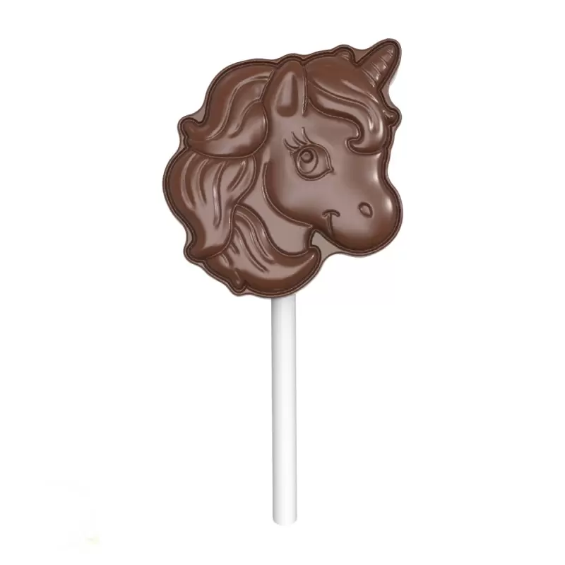 Polycarbonate Unicorn Lollipop Chocolate Mold - 52mm x 48mm x h 11.5mm - 20gr - 5 cavity