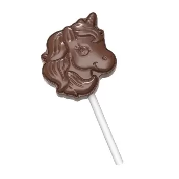 Polycarbonate Unicorn Lollipop Chocolate Mold - 52mm x 48mm x h 11.5mm - 20gr - 5 cavity