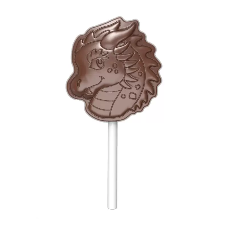Polycarbonate Dragon Lollipop Chocolate Mold - 55mm x 50mm x h 12mm - 20gr - 5 cavity Polycarbonate Dragon Lollipop Chocolate Mold - 55mm x 50mm x h 12mm - 20gr - 5 cavity