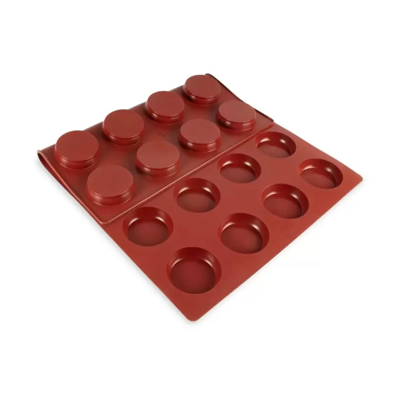 SILMAE Professional Silicone Pastry Mold - Rounded Edge Tartlet by Mathieu Blandin - Ø73mm x h 17 mm - 24 cavity - 65ml - Mae