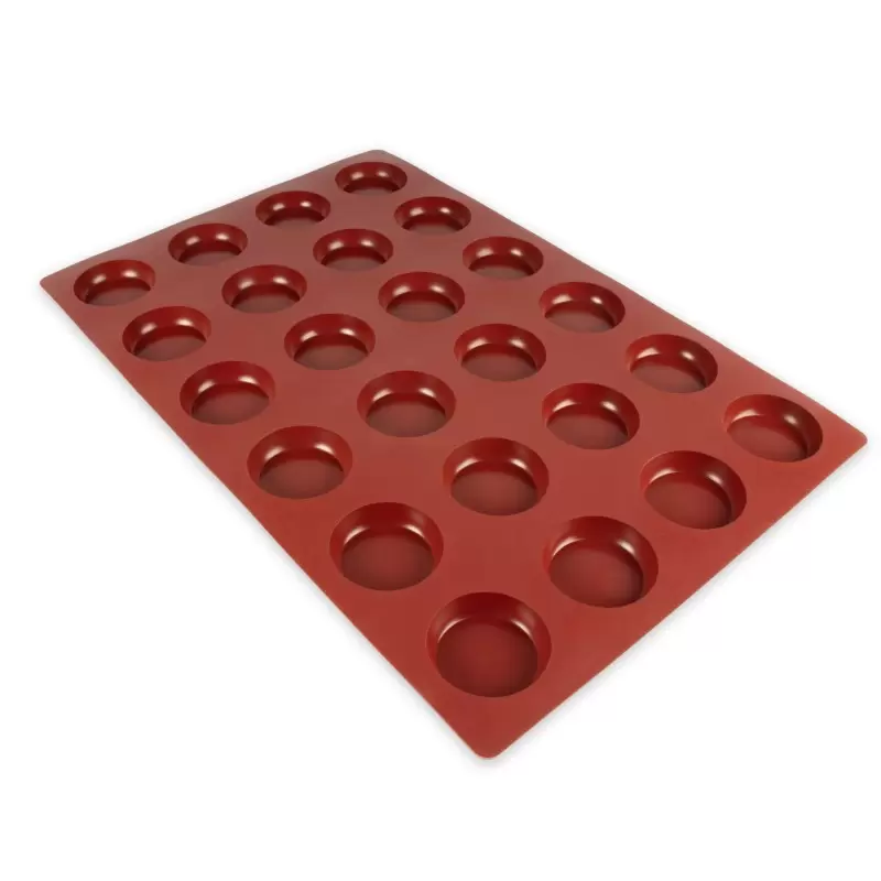 SILMAE Professional Silicone Pastry Mold - Rounded Edge Tartlet by Mathieu Blandin - Ø73mm x h 17 mm - 24 cavity - 65ml - Mae
