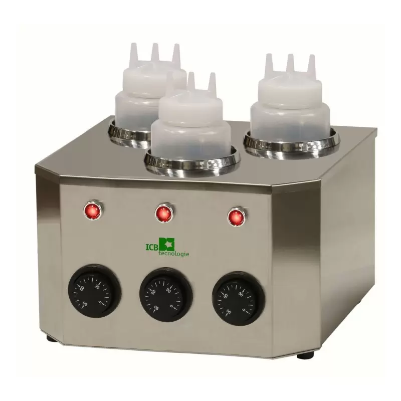 Warm & Squeeze Three - Professional Squeeze Bottle Topping Warmer - 3 x 1 Liter Bottle Capacity Warm & Squeeze Three - Professional Squeeze Bottle Topping Warmer - 3 x 1 Liter Bottle Capacity