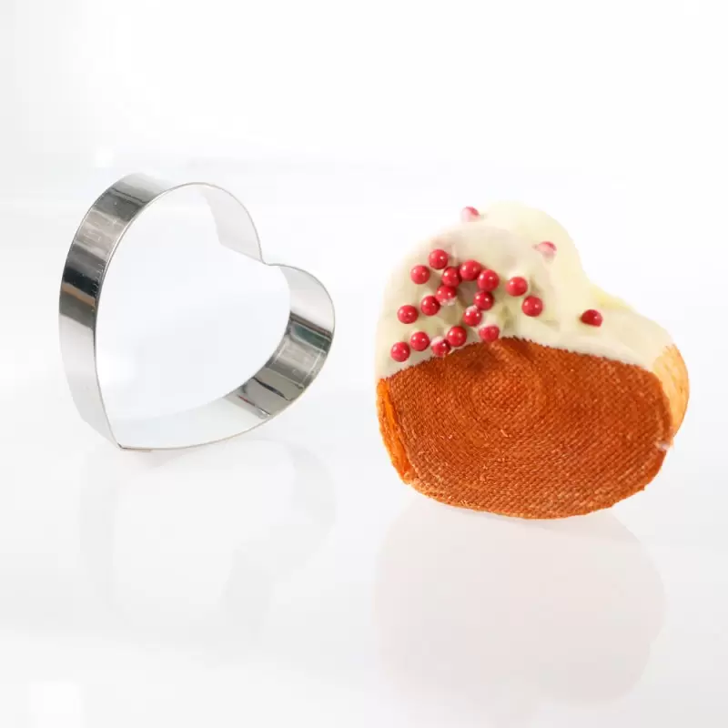 Professional Stainless Steel Heart New York Roll Pastry Ring - 100 mm x 107 x h 35 mm - 274ml - 95gr Professional Stainless Steel Heart New York Roll Pastry Ring - 100 mm x 107 x h 35 mm - 274ml - 95gr