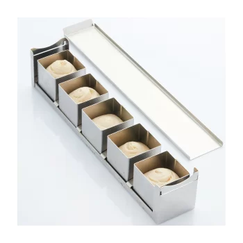 Professional Stainless Steel Mini Cubó Cube Travel Cake Mold by Frank Haasnoot - 60mm x 60mm x h 60mm - 220ml vol 5 pcs