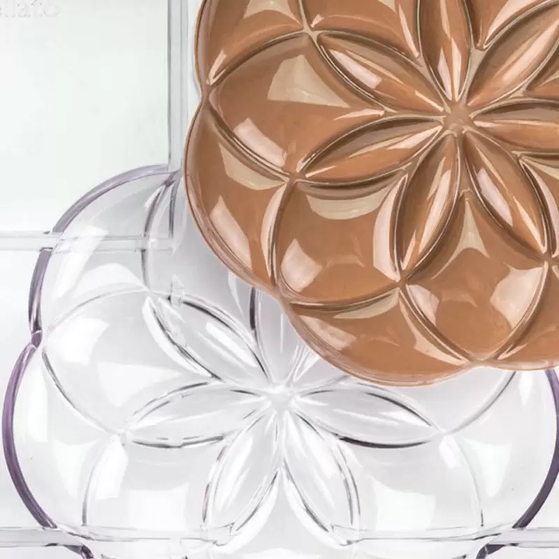 Professional Polycarbonate Life Flower Chocolate Bar Mold - 109mm x 107mm x h 12.5mm - 90 gr - 2 cavity Professional Polycarbonate Life Flower Chocolate Bar Mold - 109mm x 107mm x h 12.5mm - 90 gr - 2 cavity