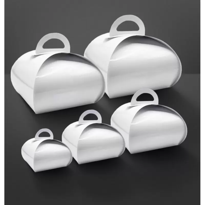 Deluxe Glossy White Premium Cardboard Tulip Pastry Boxes - XSmall - 11 x 11 x 9.5 cm - Pack of 25 Deluxe Glossy White Premium Cardboard Tulip Pastry Boxes - XSmall - 11 x 11 x 9.5 cm - Pack of 25
