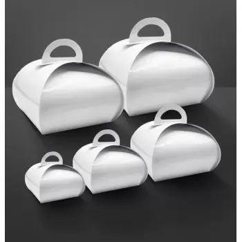 Deluxe Glossy White Premium Cardboard Tulip Pastry Boxes - Small - 14 x 14 x 9.5 cm - Pack of 25