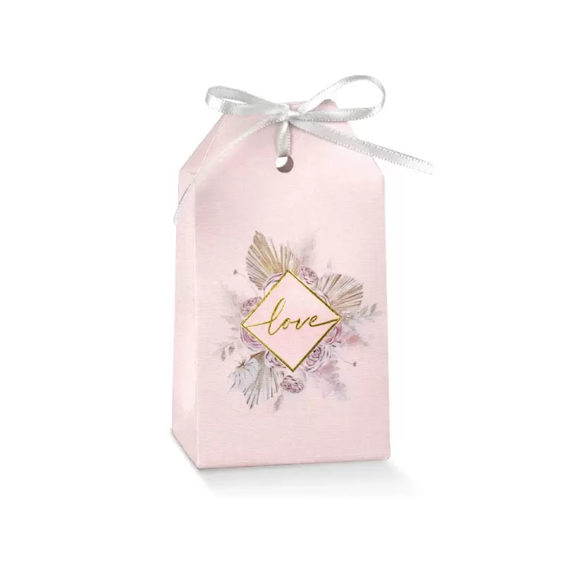 Pink Love Confectionery Party Favor Box - 55 mm x 35 mm x 100 mm - Pack of 50 Pink Love Confectionery Party Favor Box - 55 mm x 35 mm x 100 mm - Pack of 50