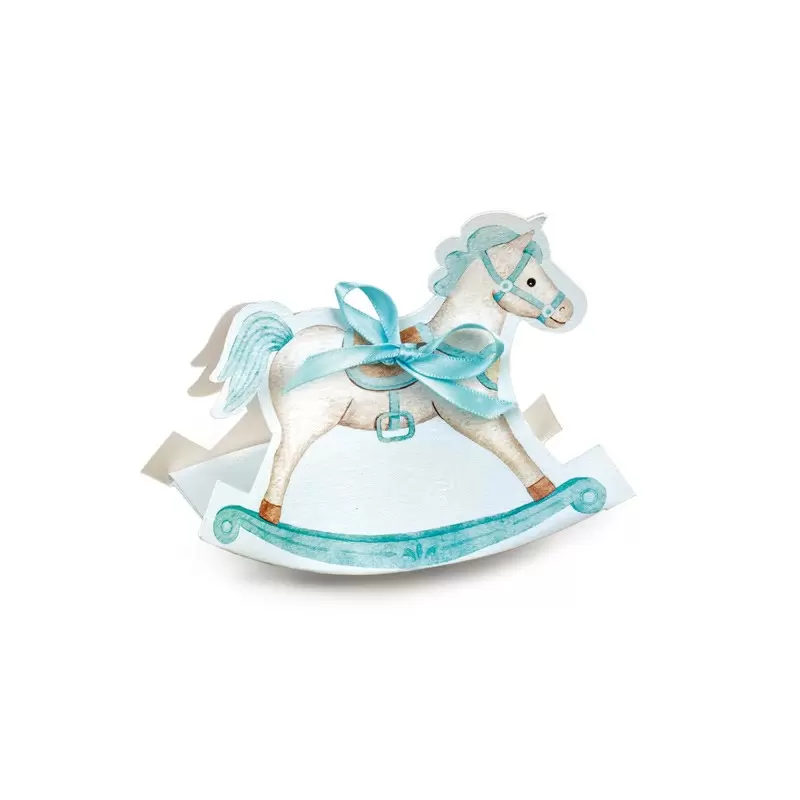 Blue Rocking Horse Confectionery Party Favor Box - 120 mm x 35 mm x 90 mm - Pack of 50 Blue Rocking Horse Confectionery Party Favor Box - 120 mm x 35 mm x 90 mm - Pack of 50