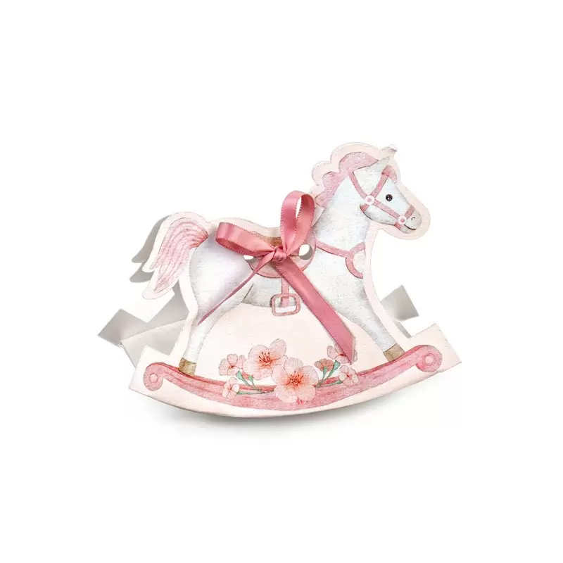 Pink Rocking Horse Confectionery Party Favor Box - 120 mm x 35 mm x 90 mm - Pack of 50 Pink Rocking Horse Confectionery Party Favor Box - 120 mm x 35 mm x 90 mm - Pack of 50