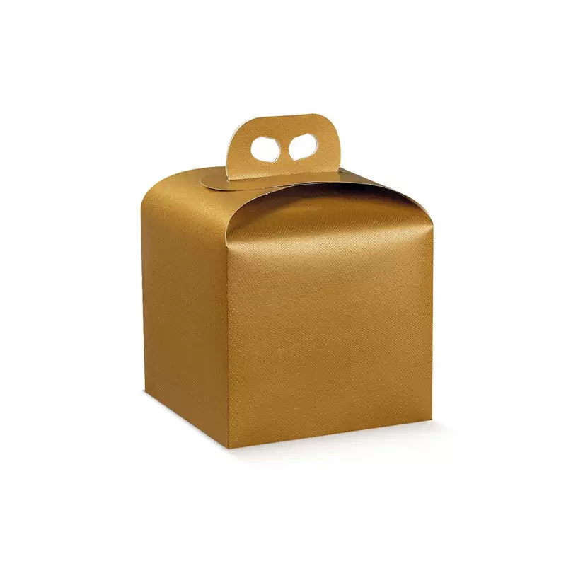 Gold Snake Skin Texture Panettone Cardboard Box with Handle - 200 mm x 200 mm x 180 mm - Pack of 25 Gold Snake Skin Texture Panettone Cardboard Box with Handle - 200 mm x 200 mm x 180 mm - Pack of 25
