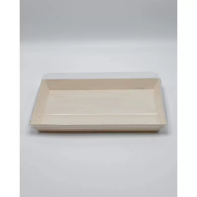 8'' x 11''x1 Balsa Wood Tray with Clear Cover - 50 pcs 8'' x 11''x1 Balsa Wood Tray with Clear Cover - 50 pcs