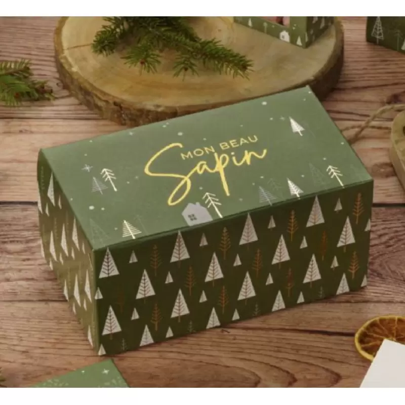 Deluxe Green Sapin Holiday Rectangle Dessert Buche Yule Log Cake Box - 200 mm x 115 mm x 105 mm - Pack of 25 Deluxe Green Sapin Holiday Rectangle Dessert Buche Yule Log Cake Box - 200 mm x 115 mm x 105 mm - Pack of 25