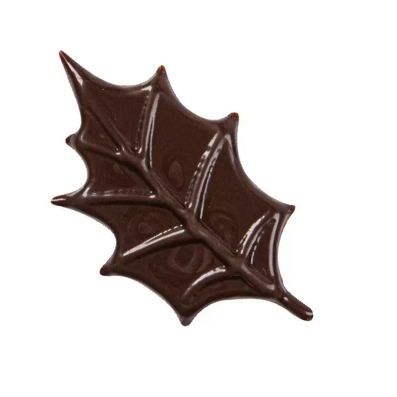 Belgian Chocolate Decoration- Holly Leaf - Dark Chocolate - 100 pcs Belgian Chocolate Decoration- Holly Leaf - Dark Chocolate - 100 pcs