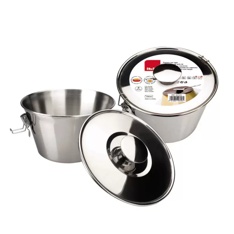 ibili Stainless Steel Creme Brulee Flan Mold with Lid - 16 cm x 1.2 cm ibili Stainless Steel Creme Brulee Flan Mold with Lid - 16 cm x 1.2 cm